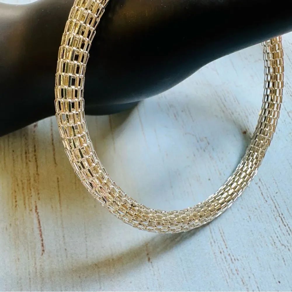 Silver Plus Size Mesh Bangle Bracelet - Picture 2 of 2